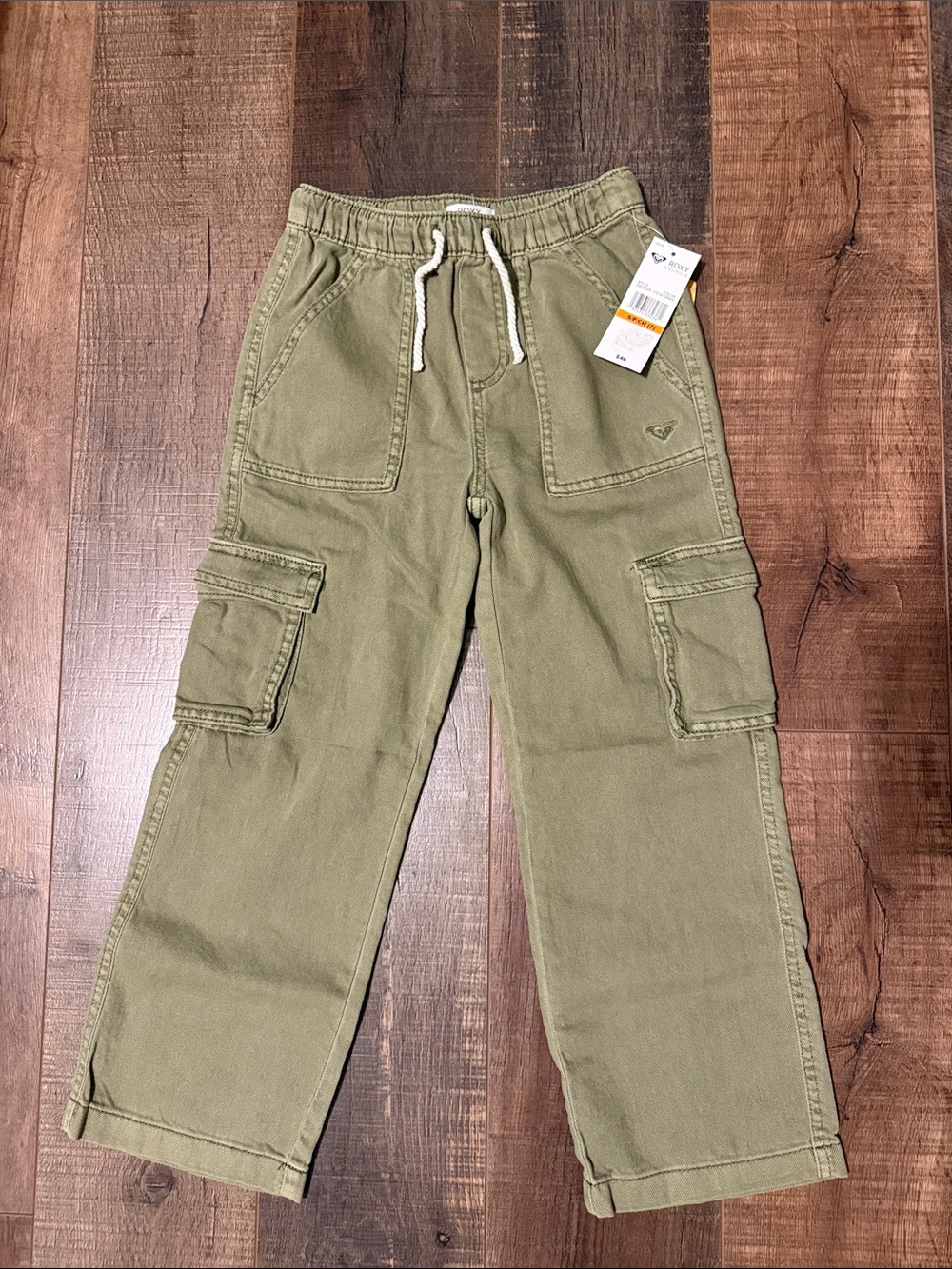 Roxy Kids Olive Cargo Pants with Drawcord Waist